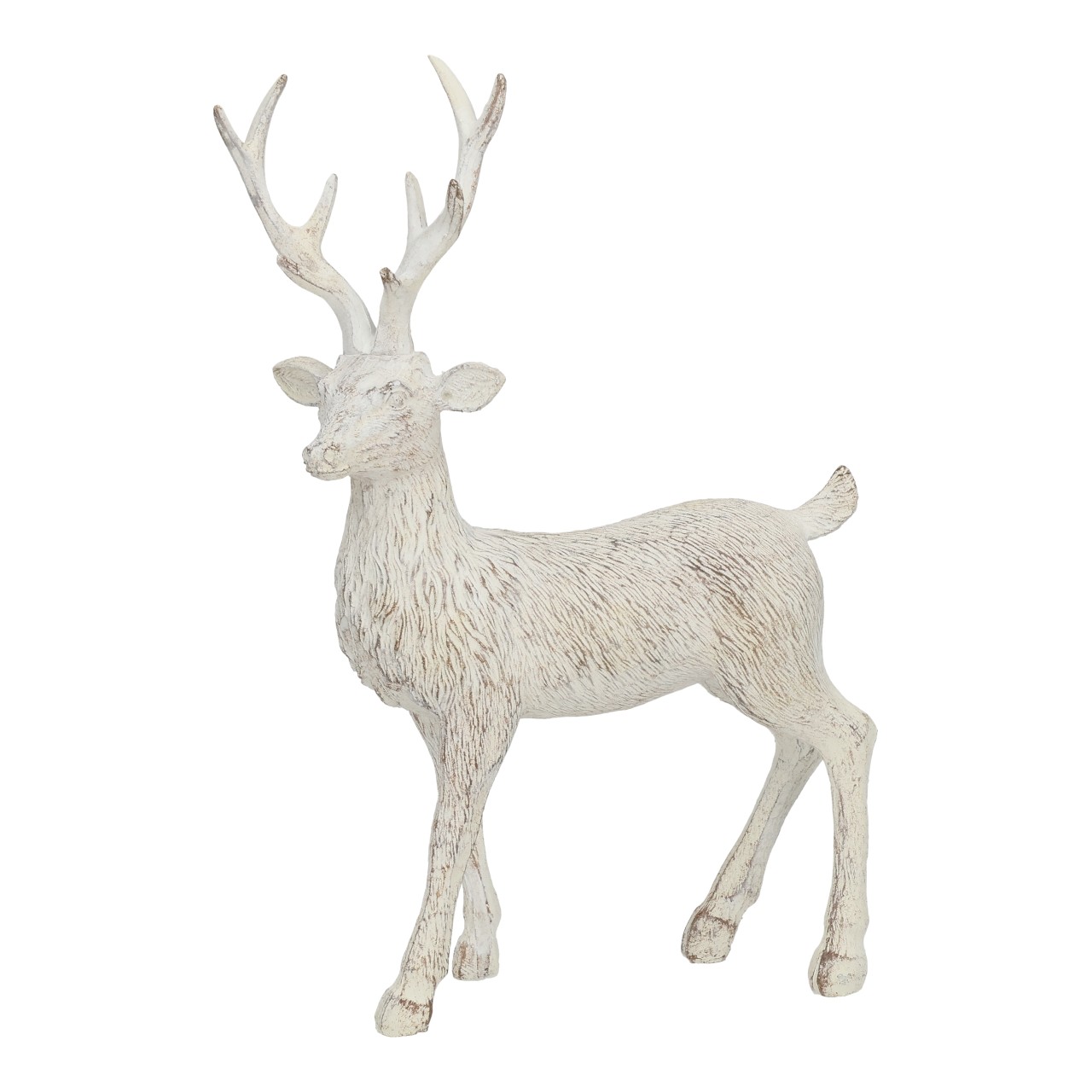 Hirsch aus Poly Weiß (B/H/T) 13x21x6cm Deko-Reh, Weihnachtsdeko, Kunstharz, weiß, Antiklook