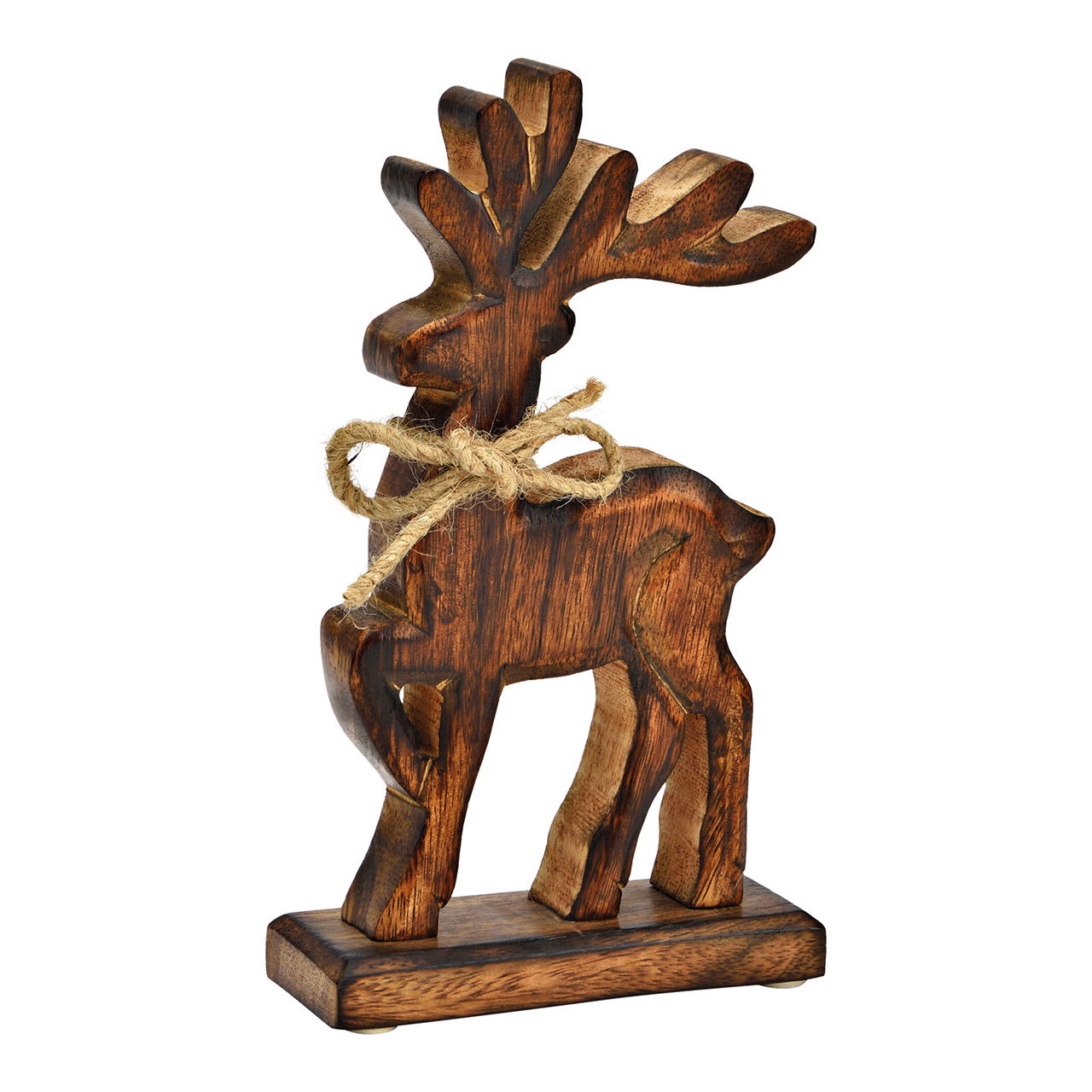 Brown mango wood deer stand (W/H/D) 12x22x5cm