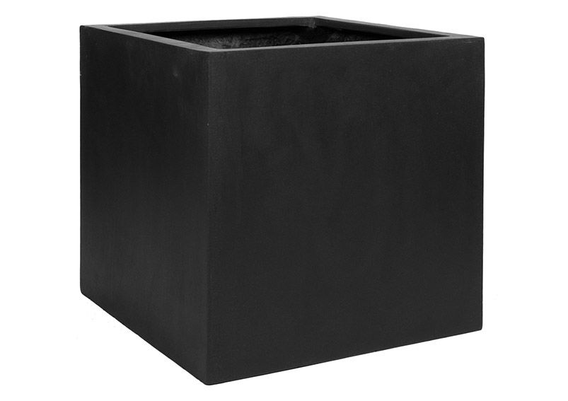 Maceta de Fiberstone negro (A/A/P) 50x50x50cm