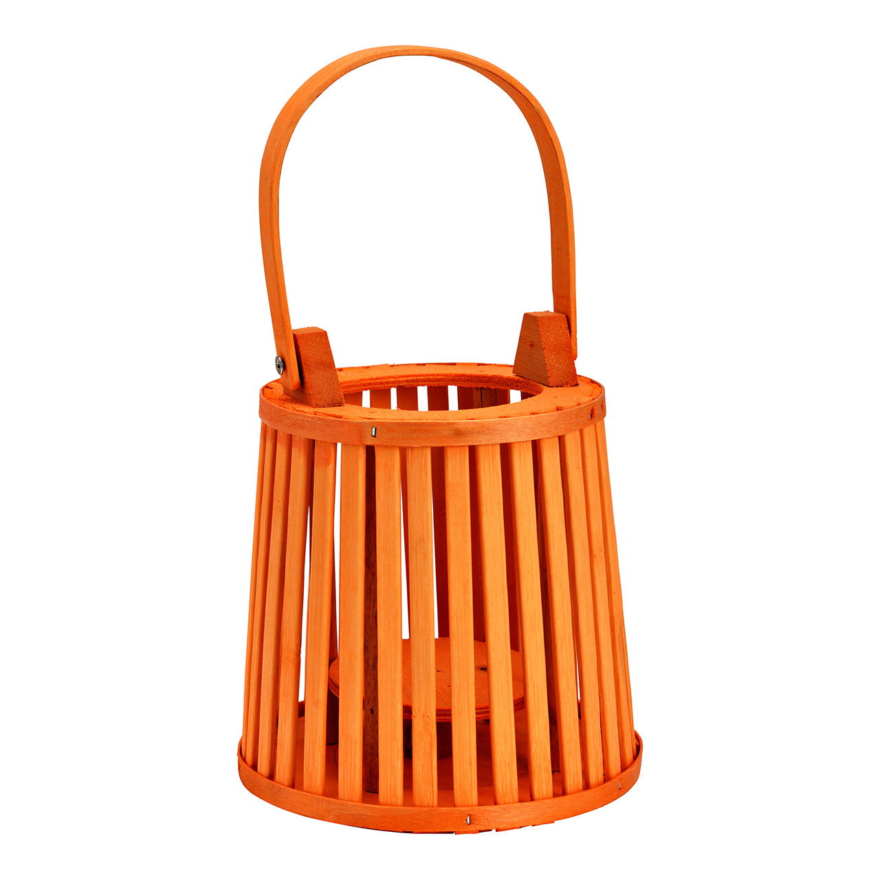 Lantern for LED candles made of wood orange (W/H/D) 16x19x16cm with handle 16x30x16cm