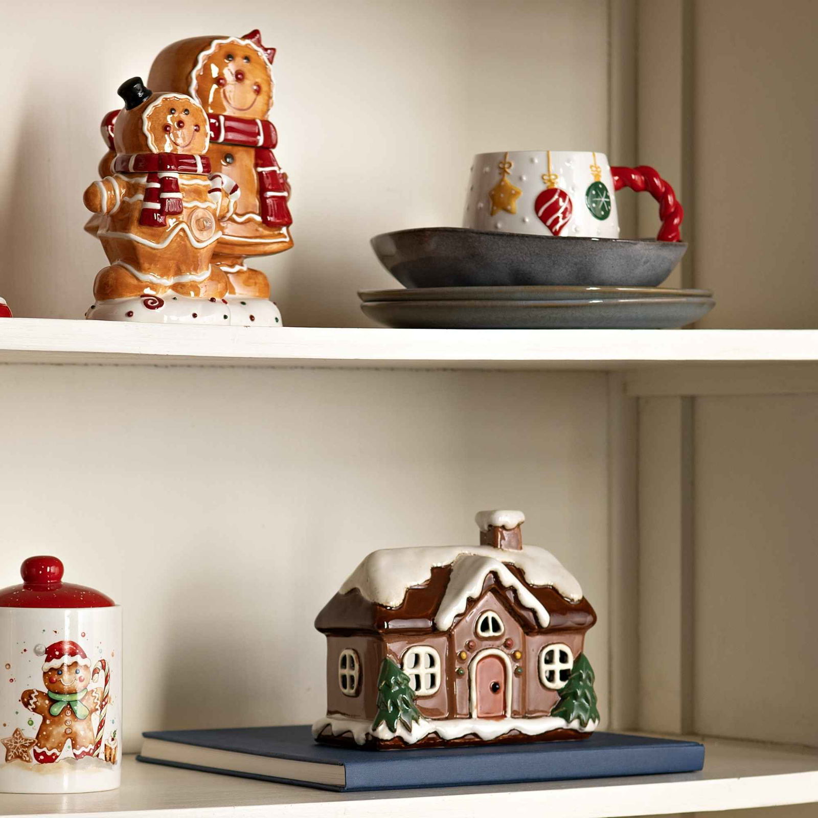 Casita de luz de gres, colorida (A/A/P) 17x15x9cm Essen, Süßigkeiten, Regal, Tasse, Porzellan