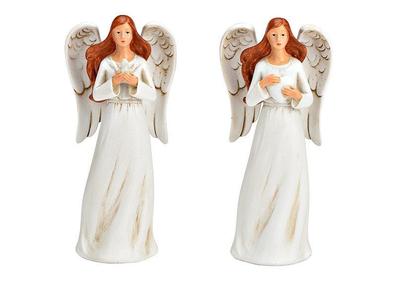Angel made of polyester white 2-fold, (W/H/D) 7x16x5cm