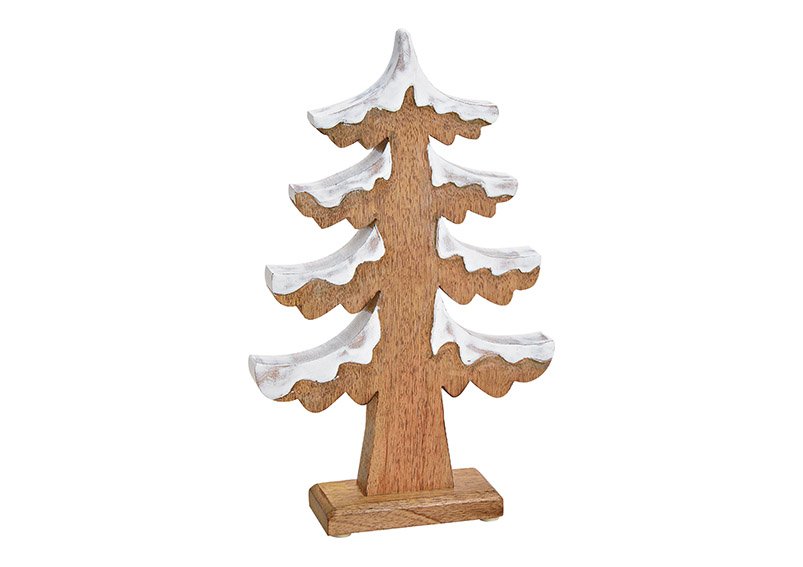 Christmas tree with snow made of wood brown (w / h / d) 18x30x5cm