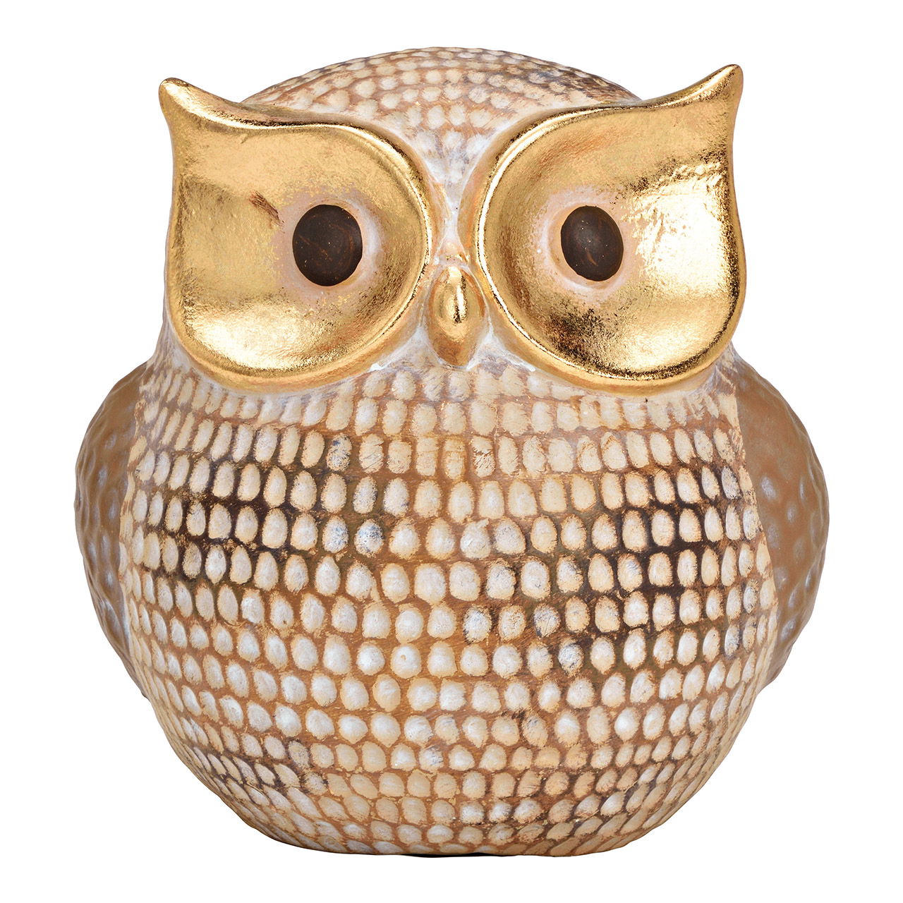 Eule mit Glitter aus Ton, Champagner (B/H/T) 17x18x15cm Töpferei, Krug, Tier, Vogel
