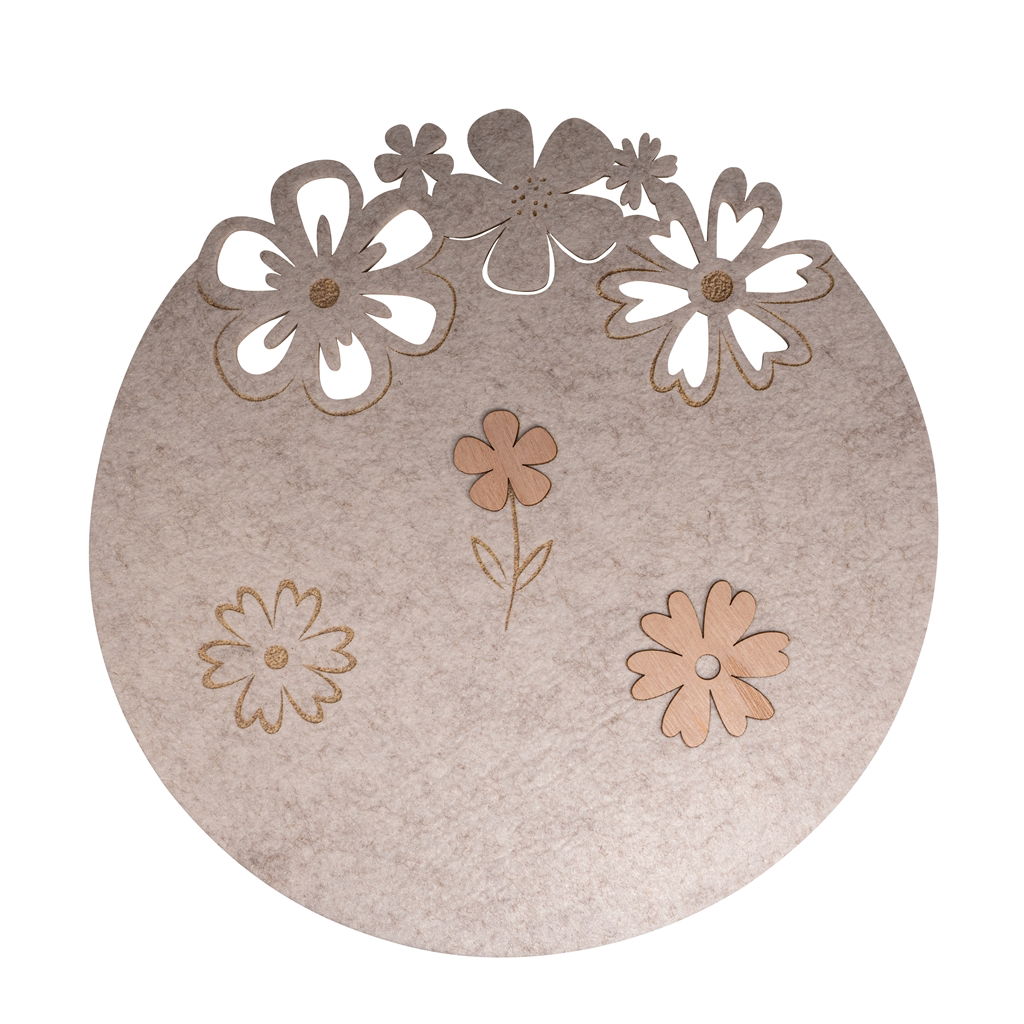 Platzset rund, 1 Motiv (grau), Stoff, 38x38x0,5cm, 1 Stck, Dekoration für Zuhause, Teppich, Muster