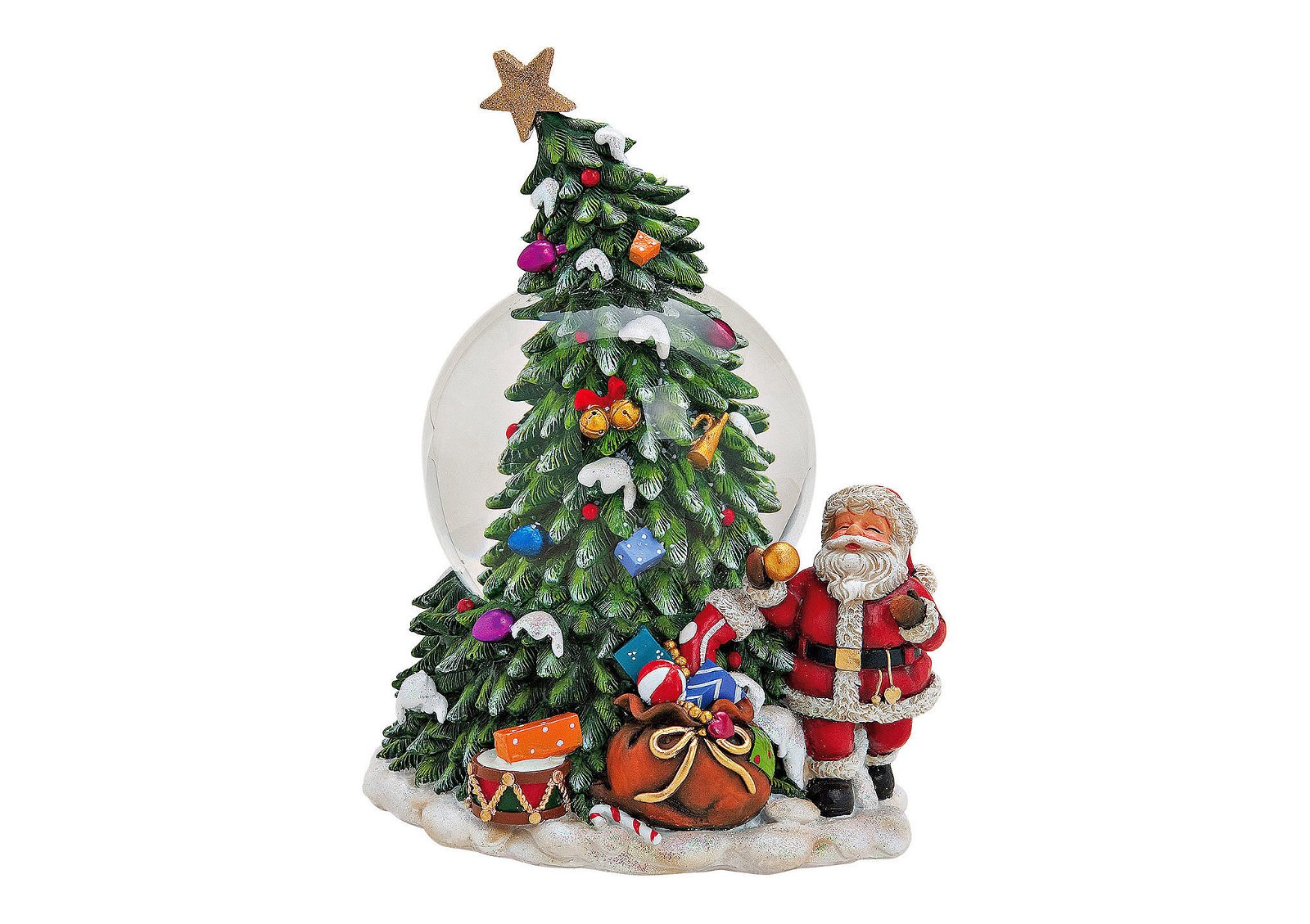 Spieluhr/Schneekugel Baum/Nikolaus aus Poly (B/H/T) 14x20x14 cm