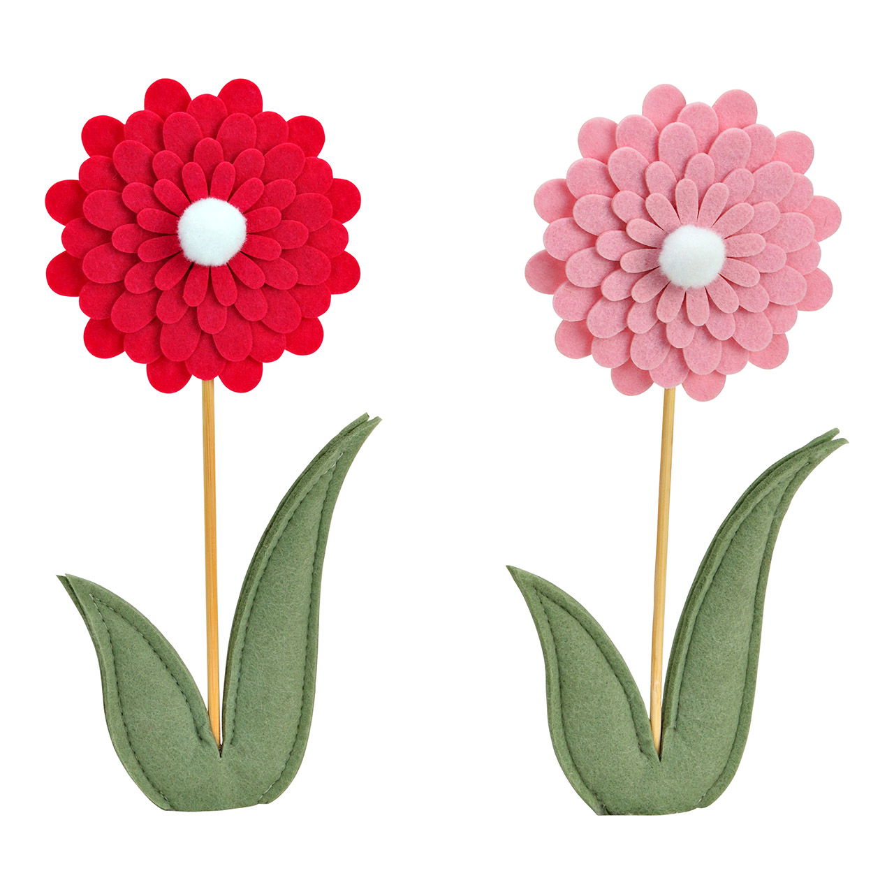Blume aus Filz/Holz, 2-fach, Pink/Rosa (B/H/T) 11x30x5cm Gänseblümchen, Blume, Pflanze, Dahlie, Blütenblatt