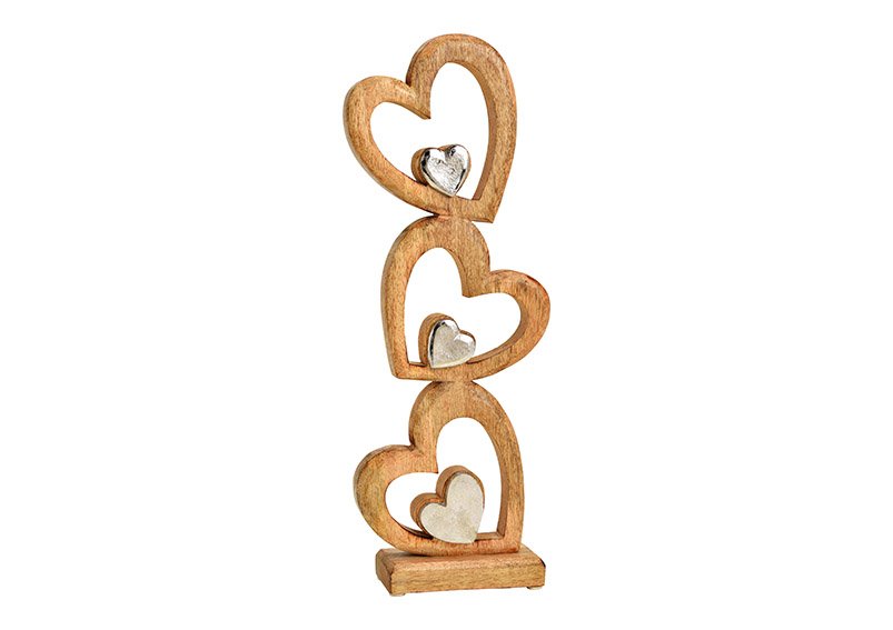 Présentoir cœur en bois de manguier, métal brun (L/H/P) 16x45x6cm