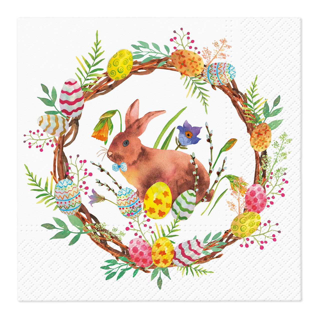 Serviette Ostern aus Papier/Pappe, 3-lagig, 20er-Pack, Bunt (B/H/T) 12x2x12cm