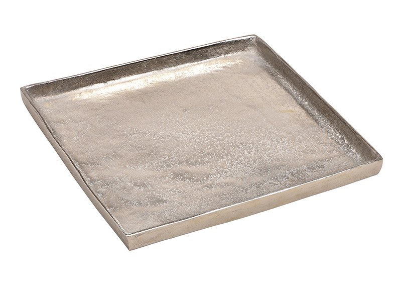 Tablett aus Metall Silber (B/H/T) 30x2x30cm