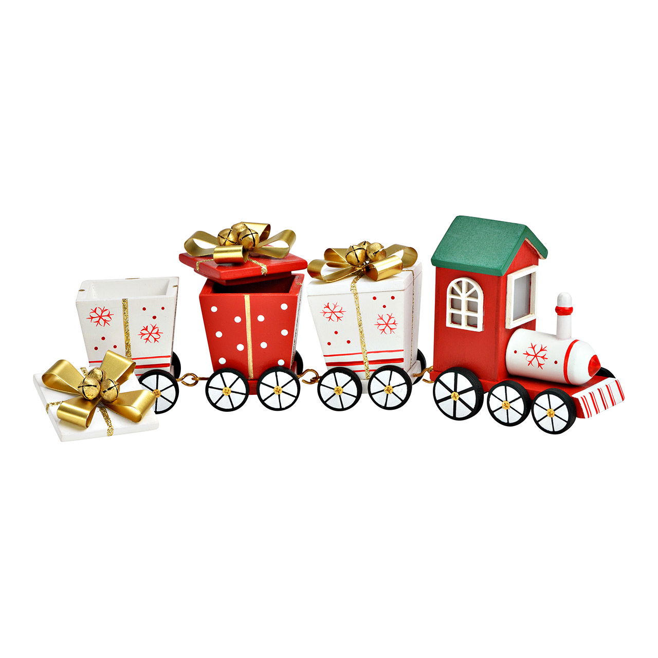 Trein kerstcadeau van hout, kleurrijk (B/H/D) 24x9x5cm