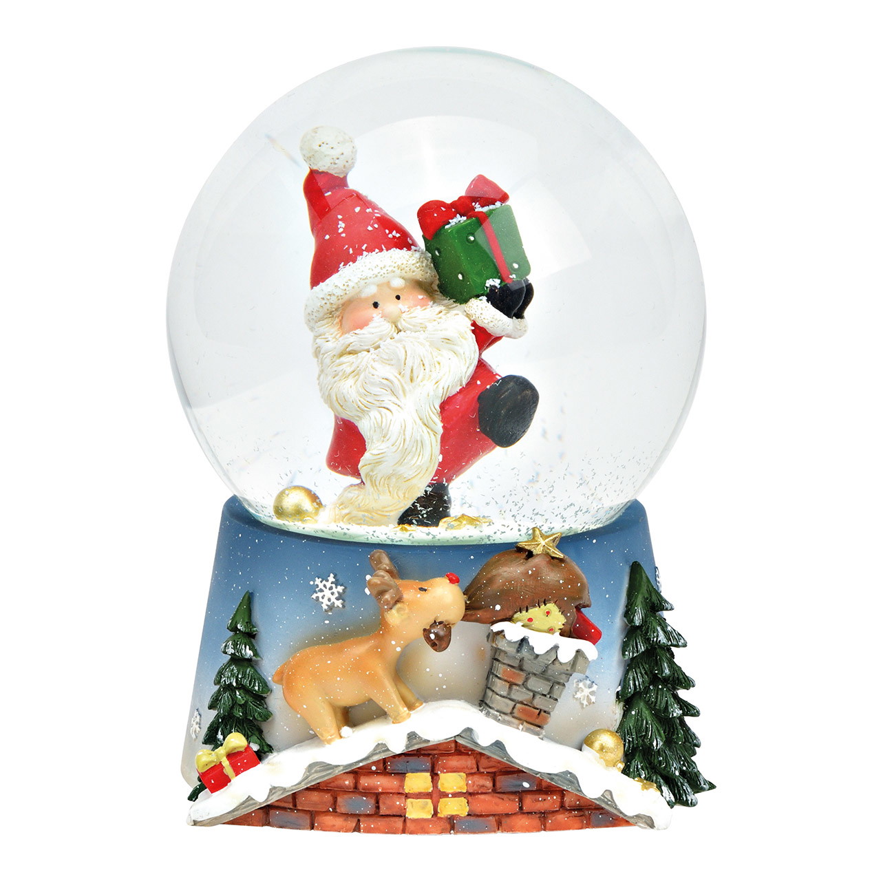 Reloj musical/esfera de nieve Papá Noel con música de poliéster, vidrio coloreado (A/A/P) 10x14x10cm Reloj musical/esfera de nieve Papá Noel con música de poliéster, vidrio coloreado (A/A/P) 10x14x10cm