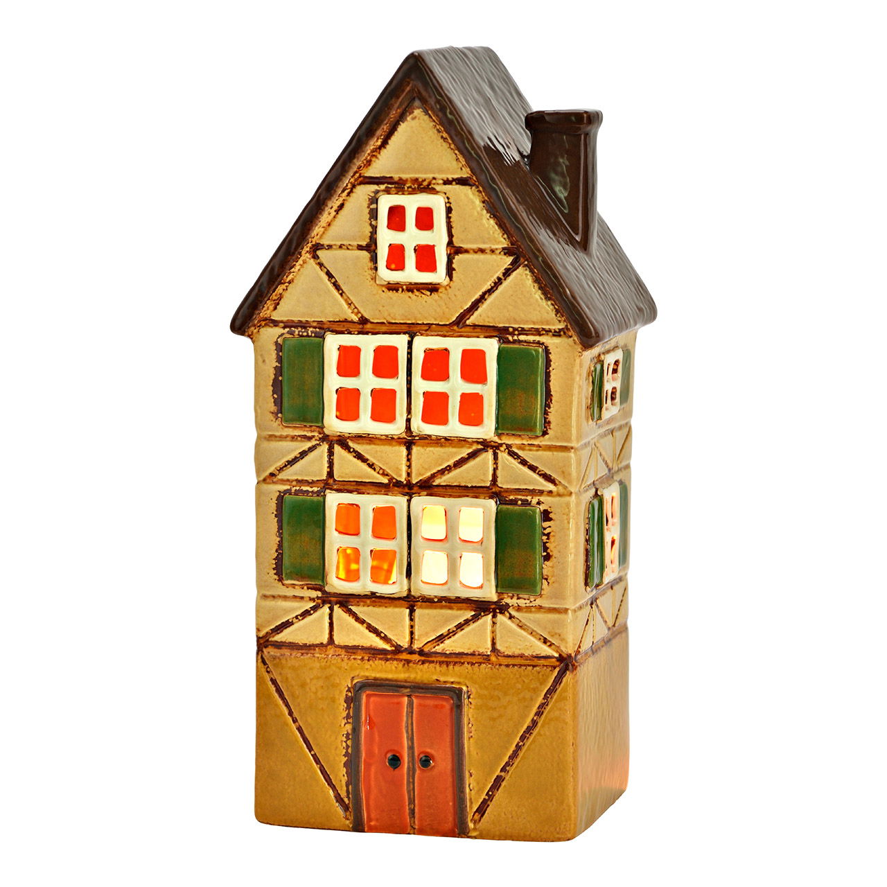 Photophore maison en porcelaine multicolore (L/H/P) 12x27x10cm