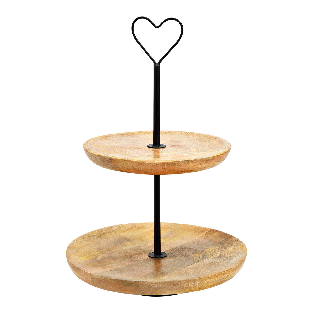 Etagere 2er aus Mangoholz, Metall Natur (H) 37cm Ø25cm/20cm