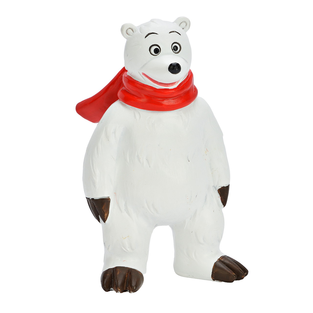 Babbo Natale & Co. KG Balbo in polietilene, bianco/rosso (L/H/D) 5x10x5cm Plüschfigur, Polar-Bär, Weiß, Rot-Schal, Tierfigur
