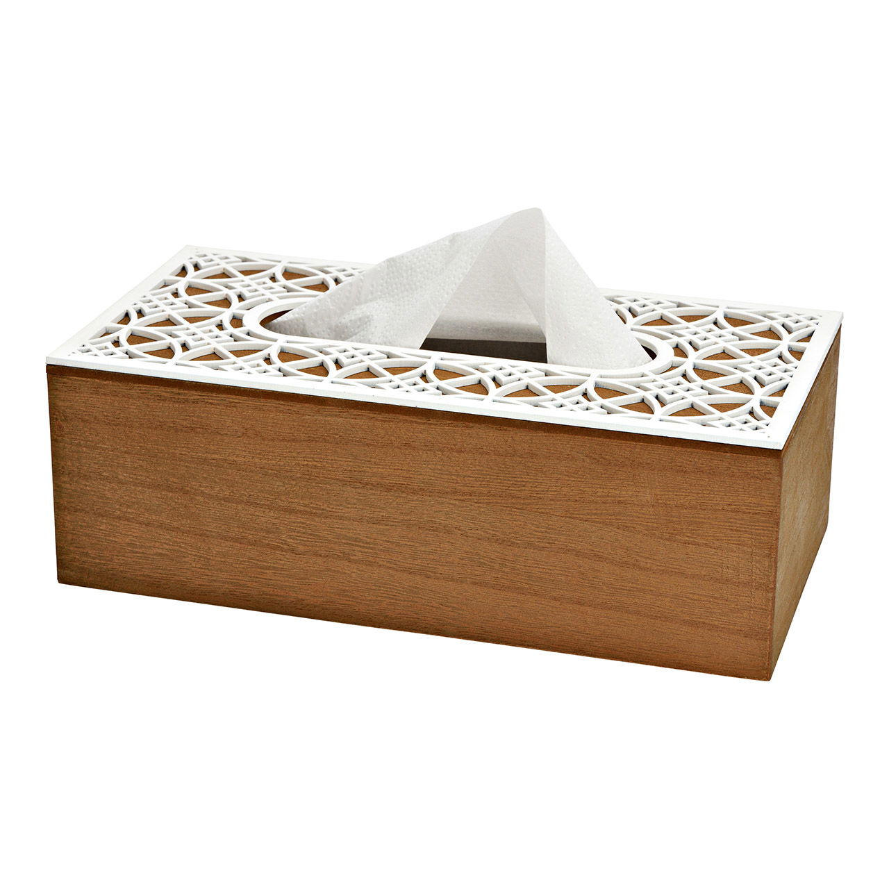 Wooden tissue box brown/white (W/H/D) 25x8x13cm