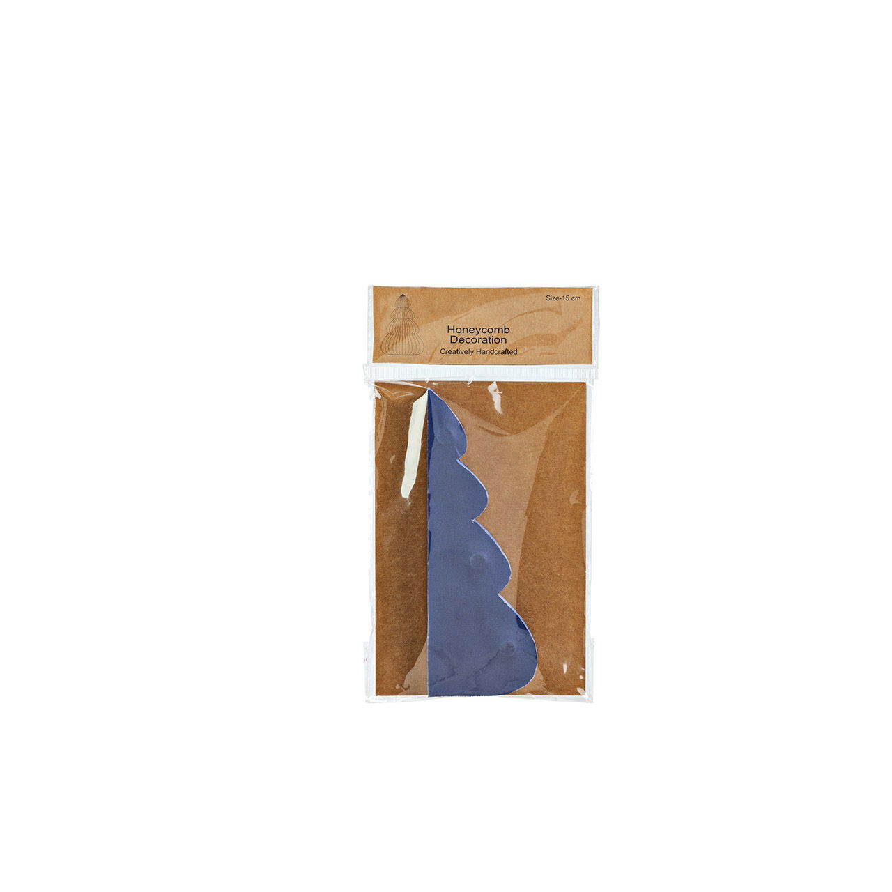 Honingraat kerstboom van papier/karton, blauw (B/H/D) 10x15x10cm