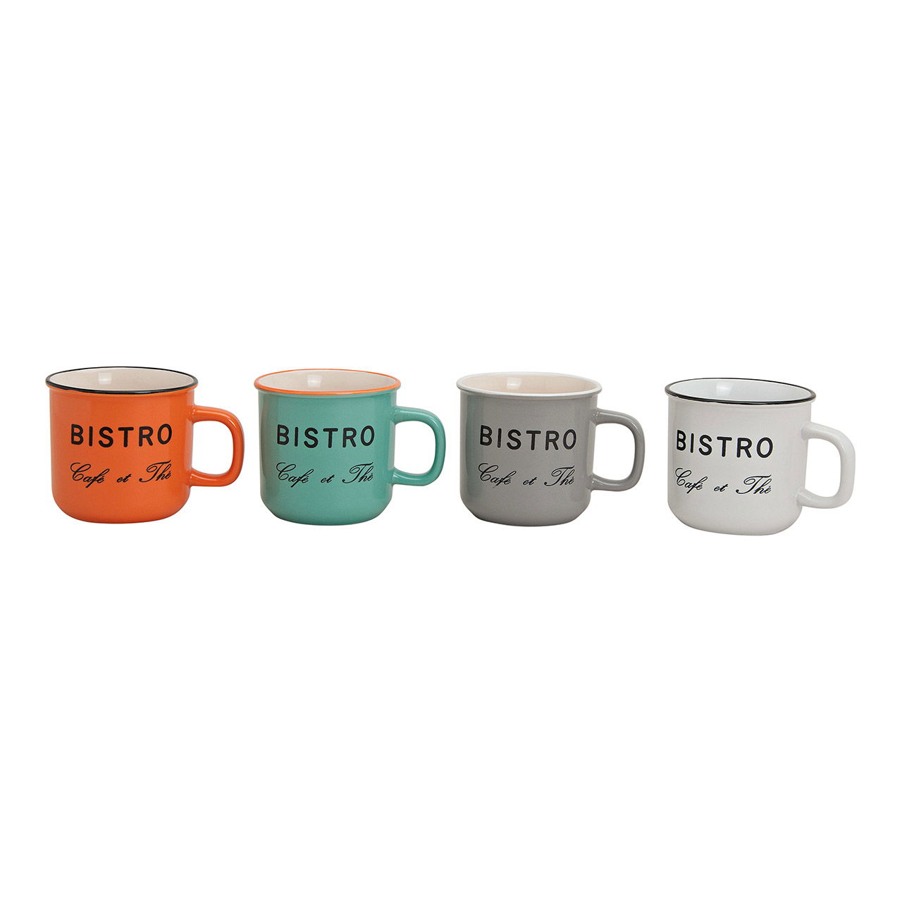 Bistrot Cafe ceramic mug, 4 assorted, 9 cm 350ml