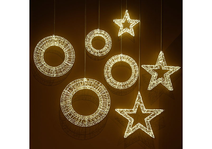 Guirnalda de luces 2400 LED blanco cálido con temporizador 6/18, IP44 adaptador de plástico blanco Ø70cm Zubehor, Ohrring, Schmuck, Diamant, Halskette