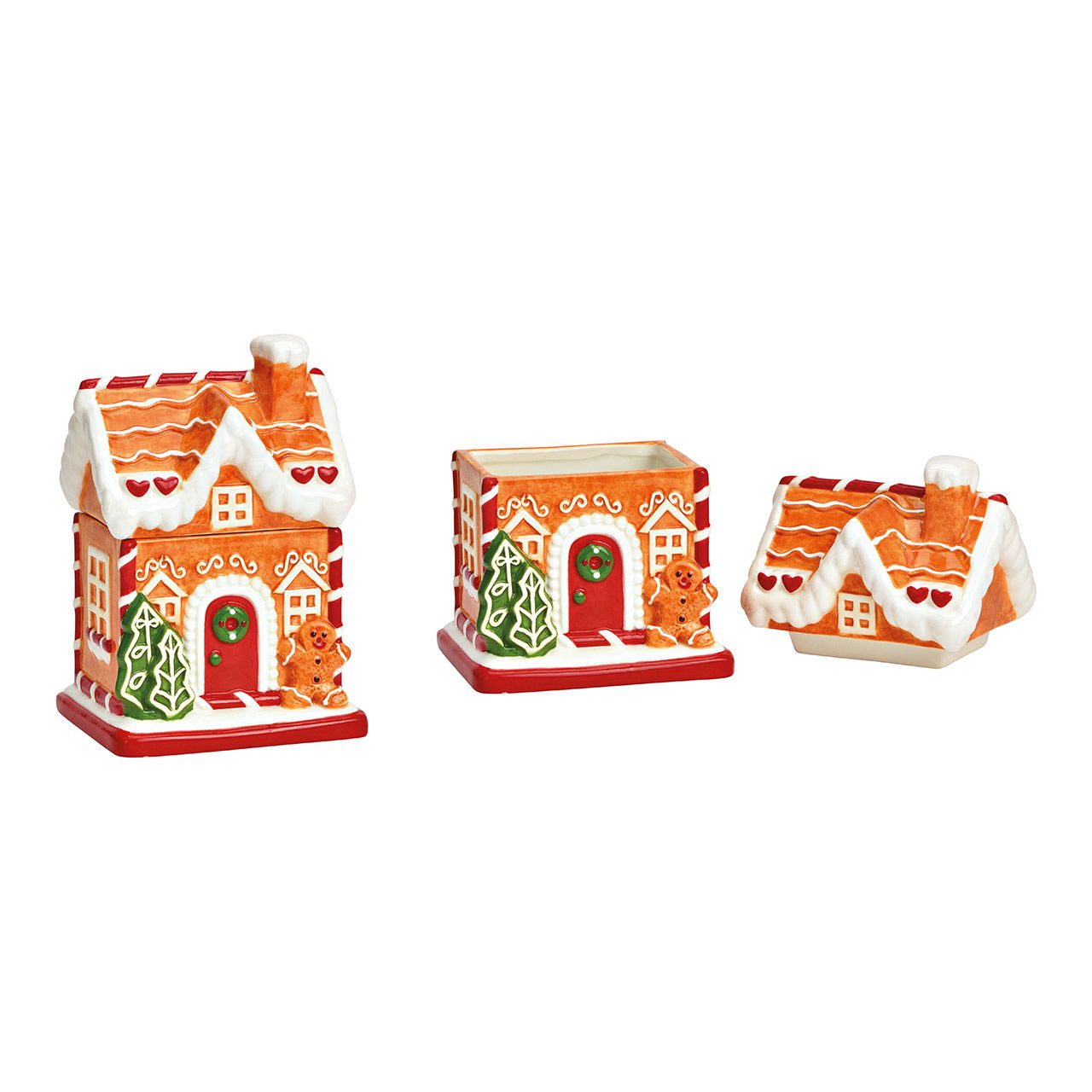 Boîte maison en pain d'épices en céramique multicolore (L/H/P) 13x19x11cm Boîte maison en pain d'épices en céramique multicolore (L/H/P) 13x19x11cm