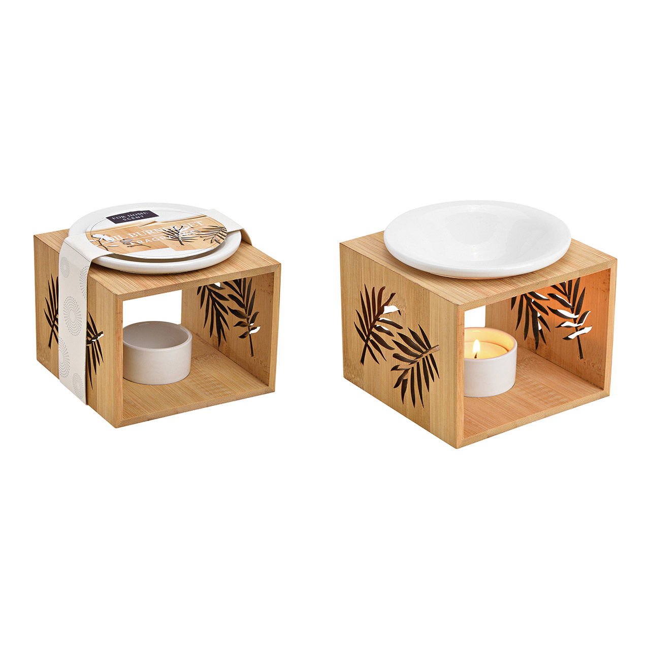 Lámpara fragancia decoración hoja de bambú, cerámica natural, blanco (A/A/P) 12x10x12cm Lámpara fragancia decoración hoja de bambú, cerámica natural, blanco (A/A/P) 12x10x12cm