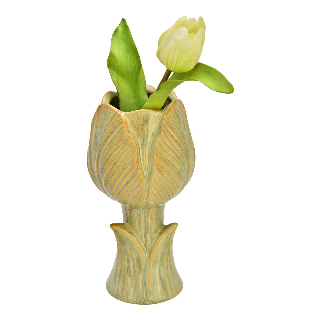 Vase en céramique, vert (L/H/P) 10x20x10cm Töpferei, Krug, Glas, Kelch, Vase