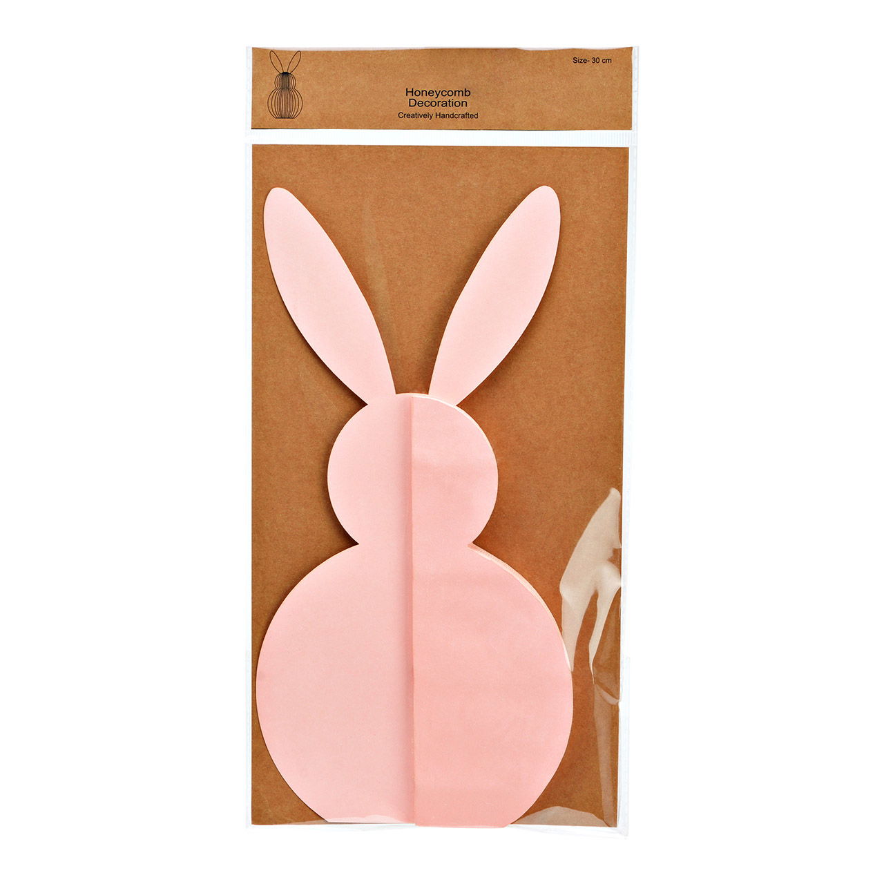 Lapin Honeycomb en papier/carton rose (L/H/P) 16x30x16cm