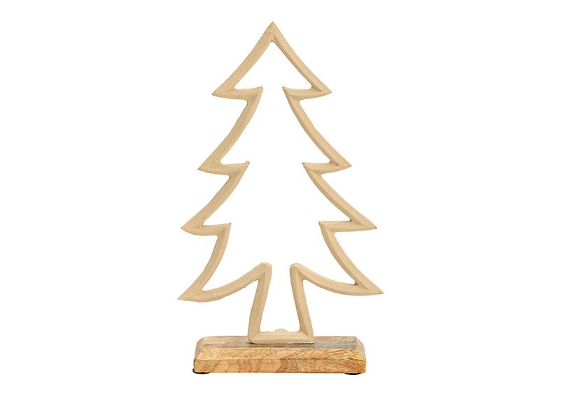 Kerstboomstandaard op mangohouten voet van beige metaal (B/H/D) 16x26x5cm