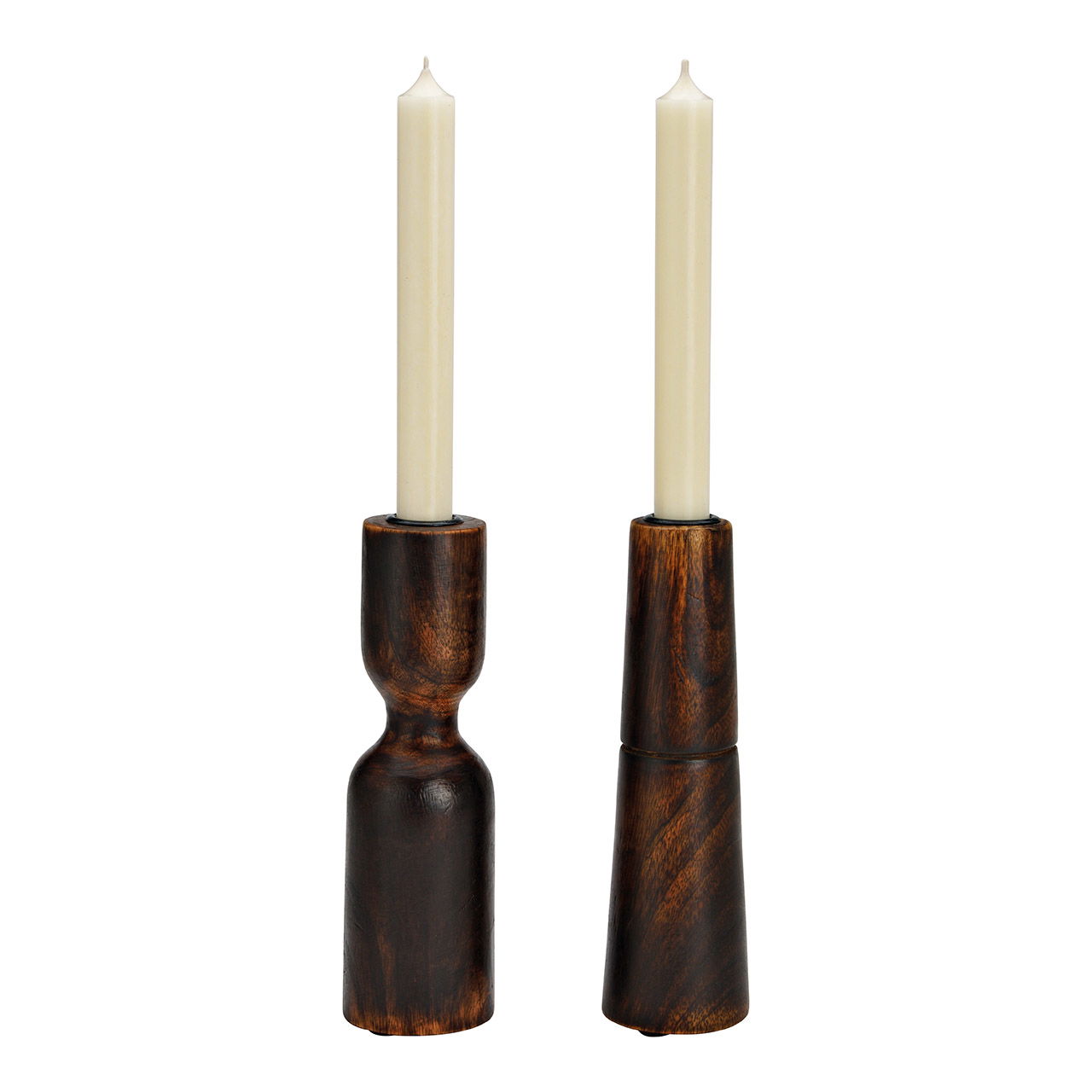 Candle holder mango wood brown 2-fold, (W/H/D) 6x20x6cm