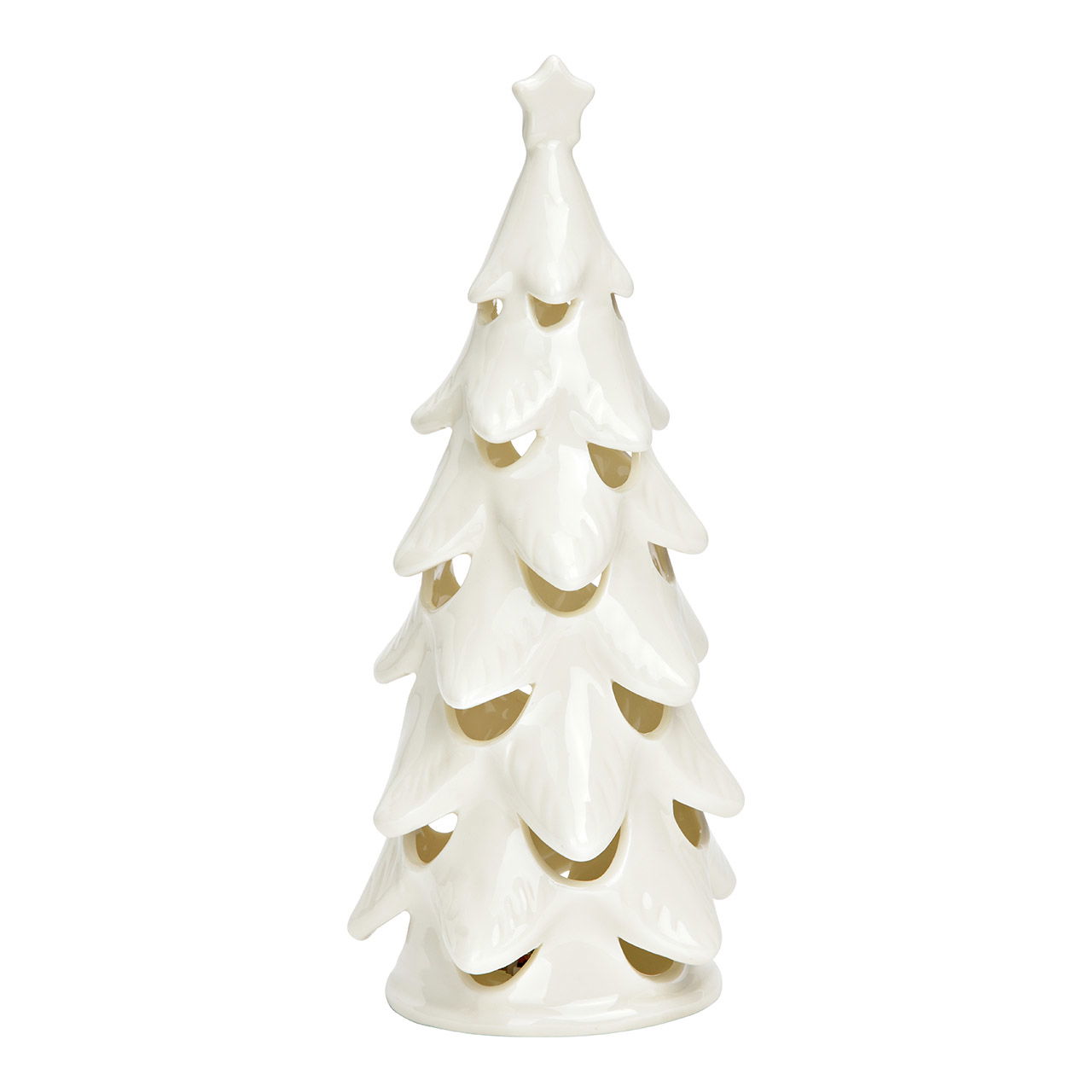 Tannenbaum mit LED aus Keramik, Weiß (B/H/T) 10x23x10cm Batteriebetrieb 2xLR44 nicht enthalten