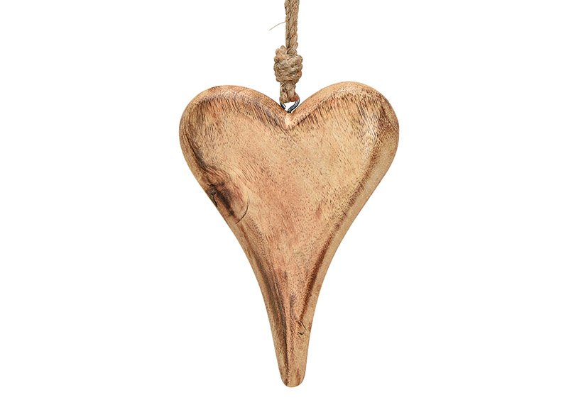 Percha corazón de madera de mango marrón (c/h/d) 10x15x2cm
