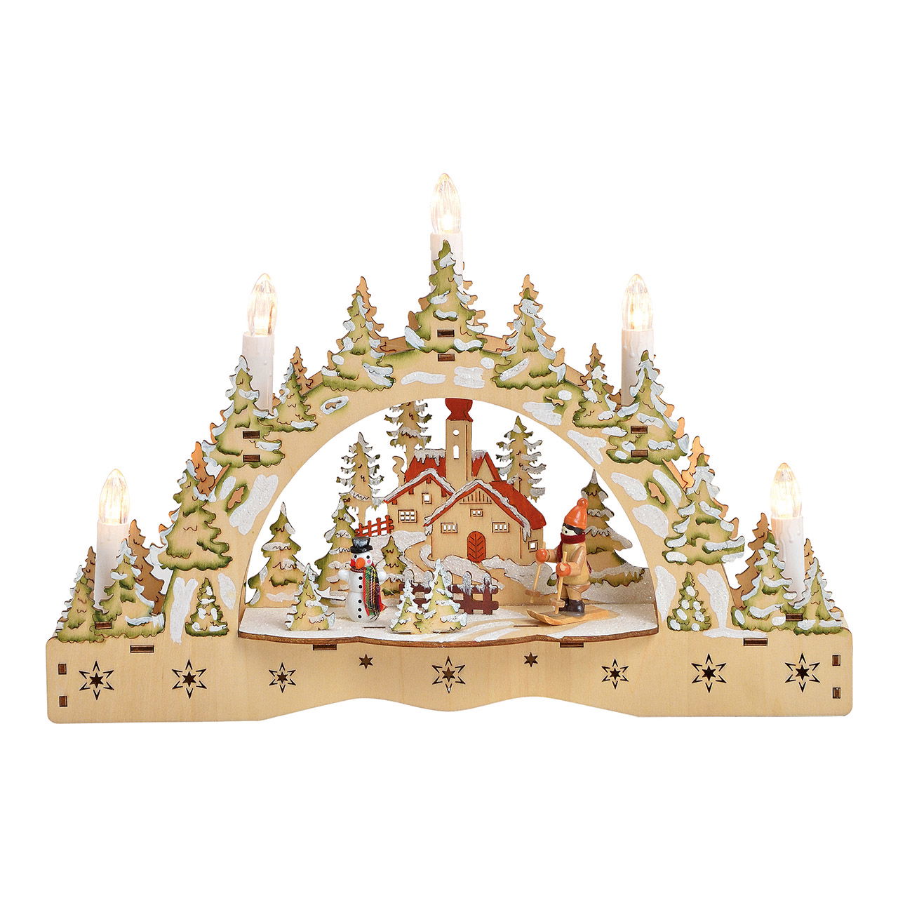 Scène d'hiver avec éclairage en bois (L/H/P) 35x23x5cm avec minuterie Scène d'hiver avec éclairage en bois (L/H/P) 35x23x5cm avec minuterie