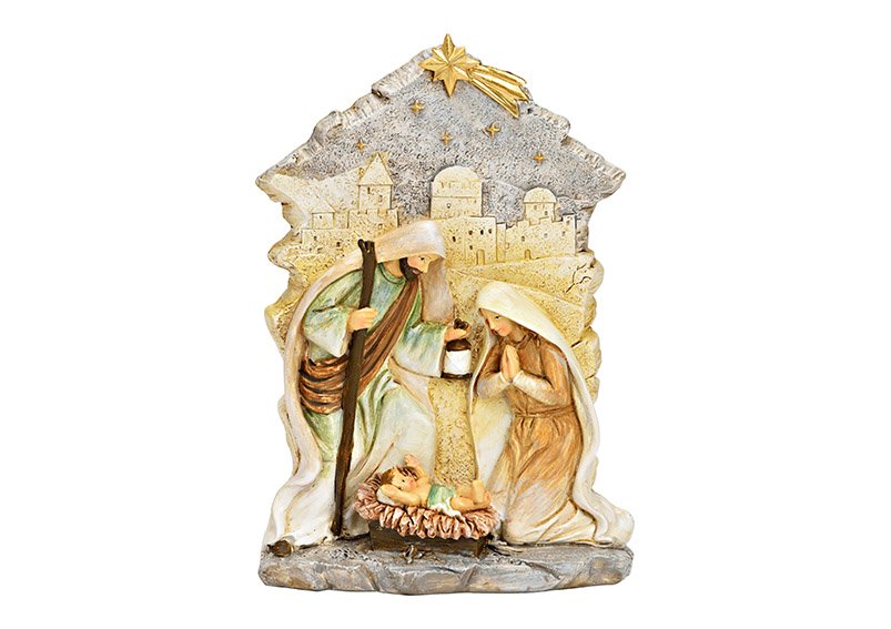 Nativity scene in rock made of poly colorful (W/H/D) 16x23x6cm