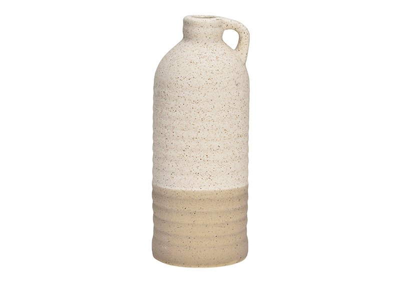 Vase en porcelaine beige (L/H/P) 7x7x18cm seulement pour fleurs séchées