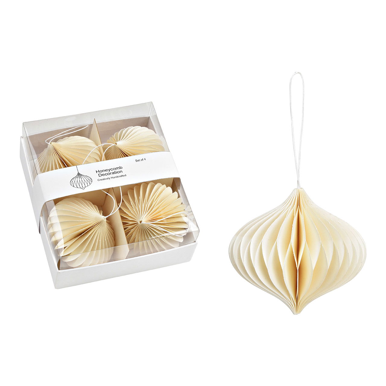 Hänger Honeycomb aus Papier/Pappe, 4er-Set, Weiß Ø9cm (B/H/T) 17x8x17cm Hänger Honeycomb aus Papier/Pappe, 4er-Set, Weiß Ø9cm (B/H/T) 17x8x17cm