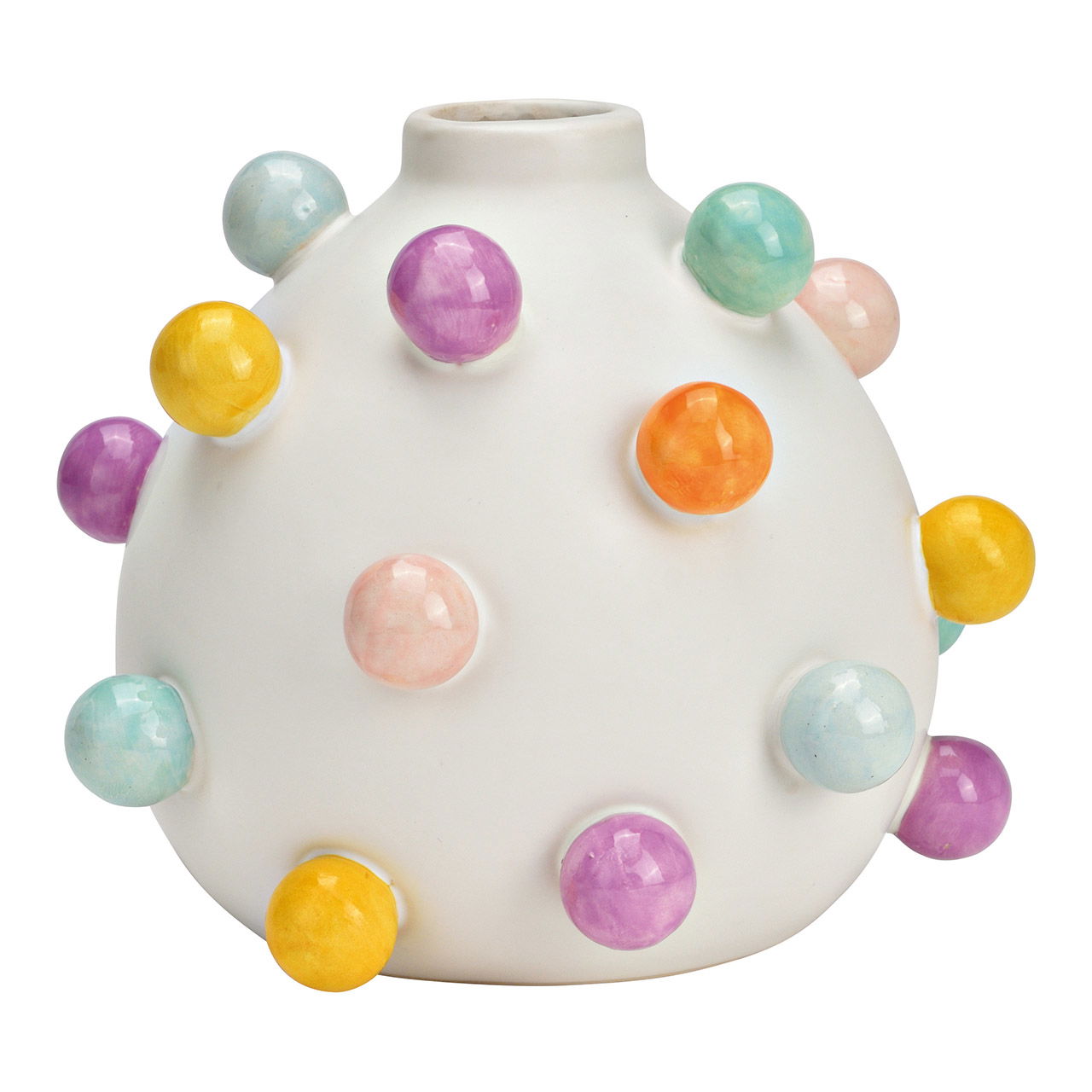 Vase with colorful dots ceramic white (W/H/D) 17x15x17cm only for dried flowers