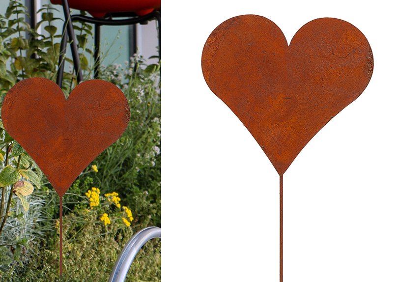 Plug heart rusty finish metal brown (W/H) 15x42cm