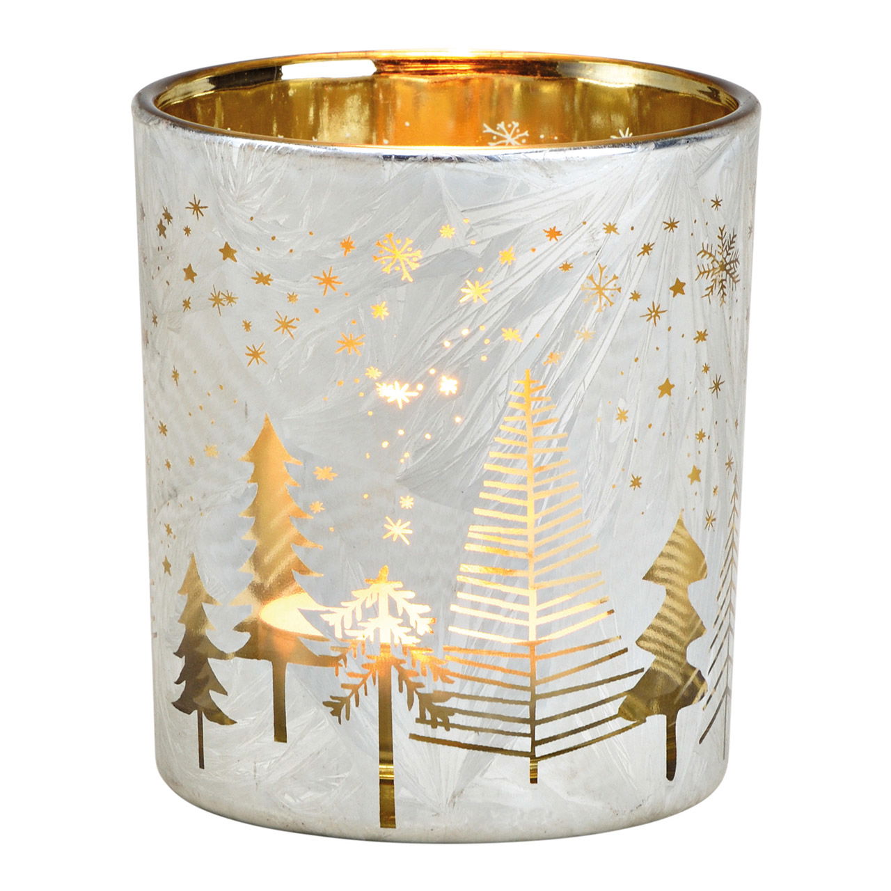 Lanterna per albero di Natale in vetro bianco, oro (L/H/D) 7x8x7cm Lanterna per albero di Natale in vetro bianco, oro (L/H/D) 7x8x7cm