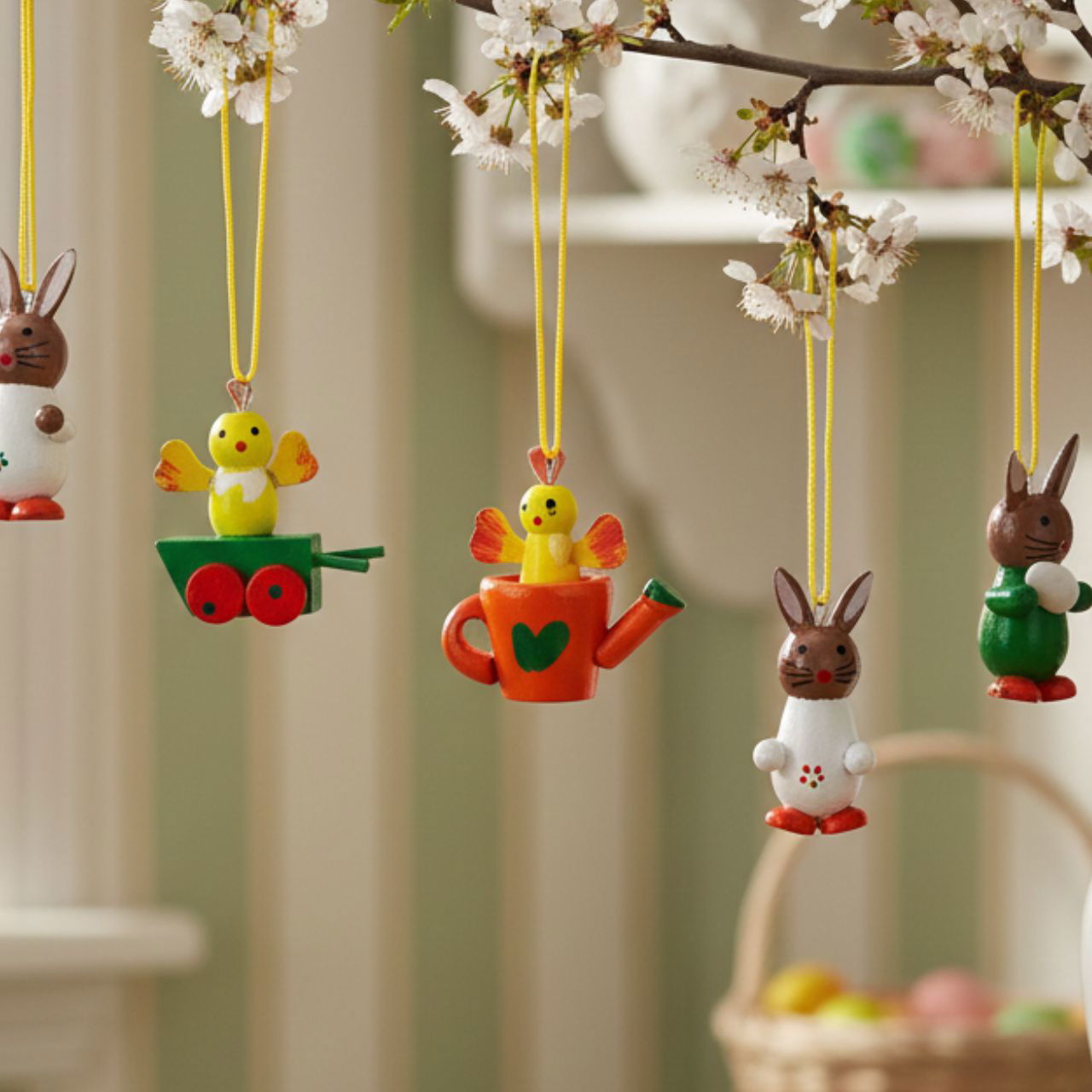 Suspensions en bois, bois, 3,5cm, 1 set, jaune Spielzeug, Essen, Süßigkeiten