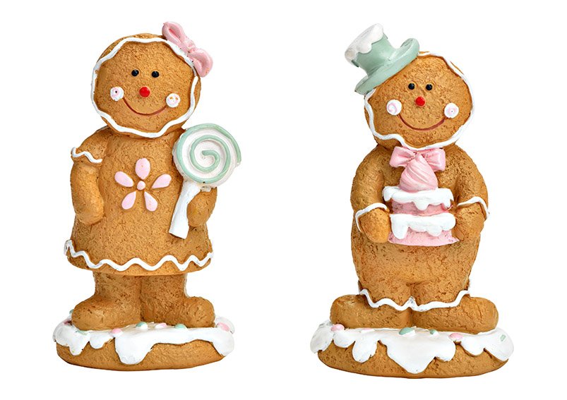 Gingerbread figure made of poly pink 2-fold, (W/H/D) 6x11x4cm