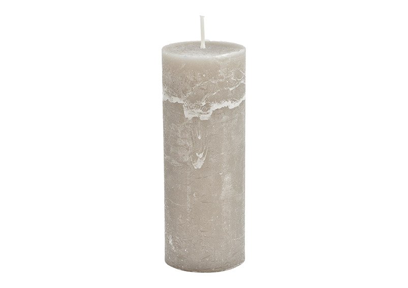 Candle 6,8x18x6,8cm wax stone light gray 