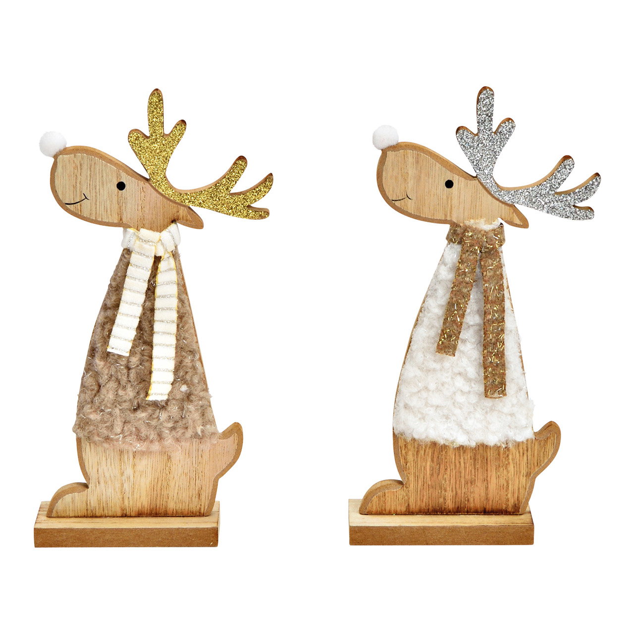 Alce de madera, textil blanco, marrón 2 pliegues, (Ancho/Alto/Fondo) 9x20x4cm Alce de madera, textil blanco, marrón 2 pliegues, (Ancho/Alto/Fondo) 9x20x4cm