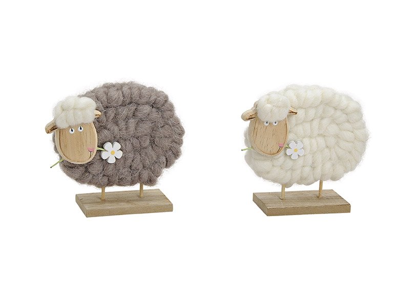 Sheep wood artifical fur 2ass. 16x6x14cm