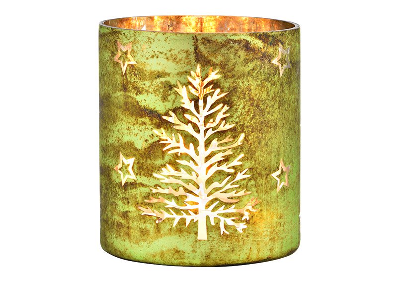 Lanterna albero, stella decorazione di vetro verde (c/h/d) 15x17x15cm