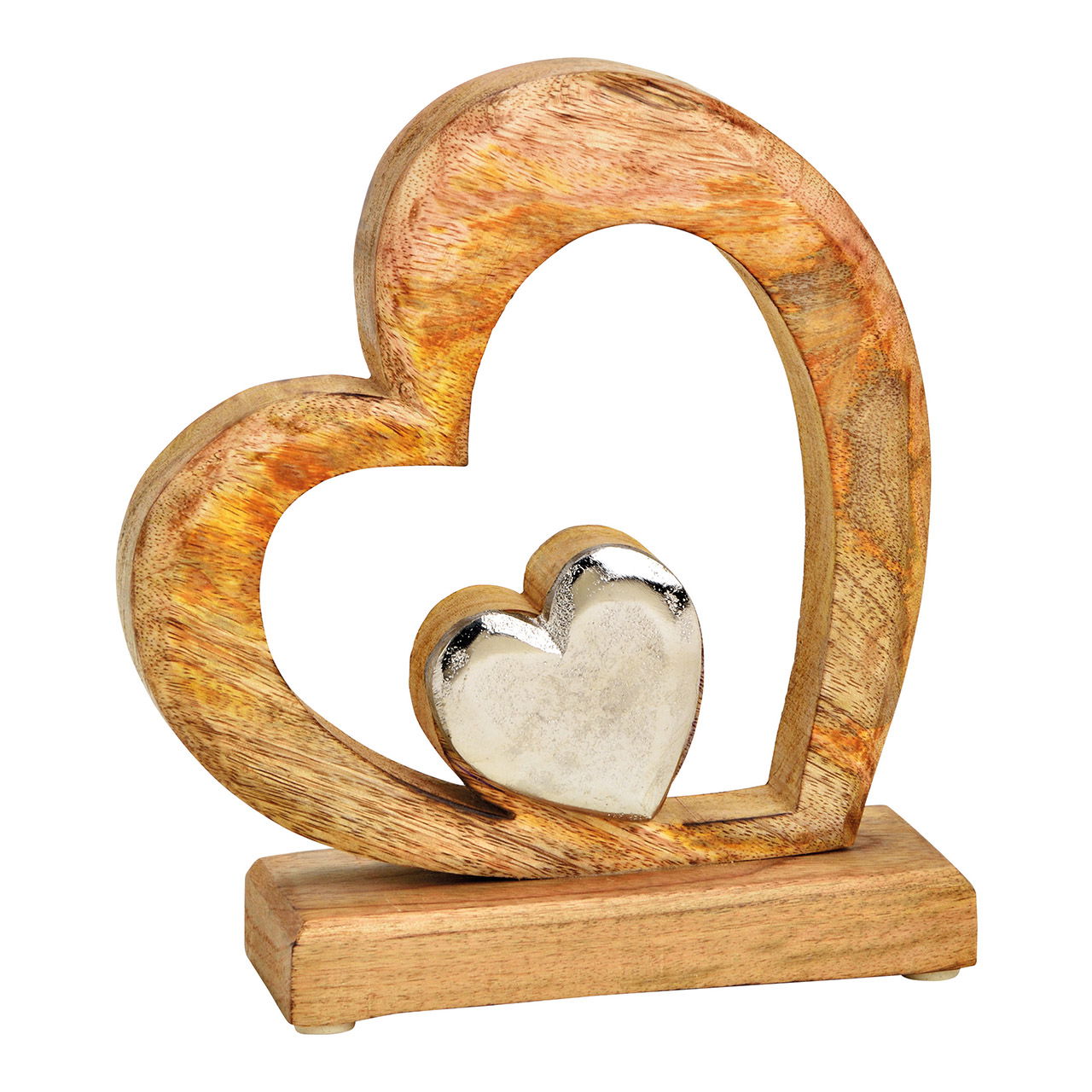 Cuore di supporto in legno di mango, metallo marrone (L/H/D) 18x20x6cm Cuore di supporto in legno di mango, metallo marrone (L/H/D) 18x20x6cm