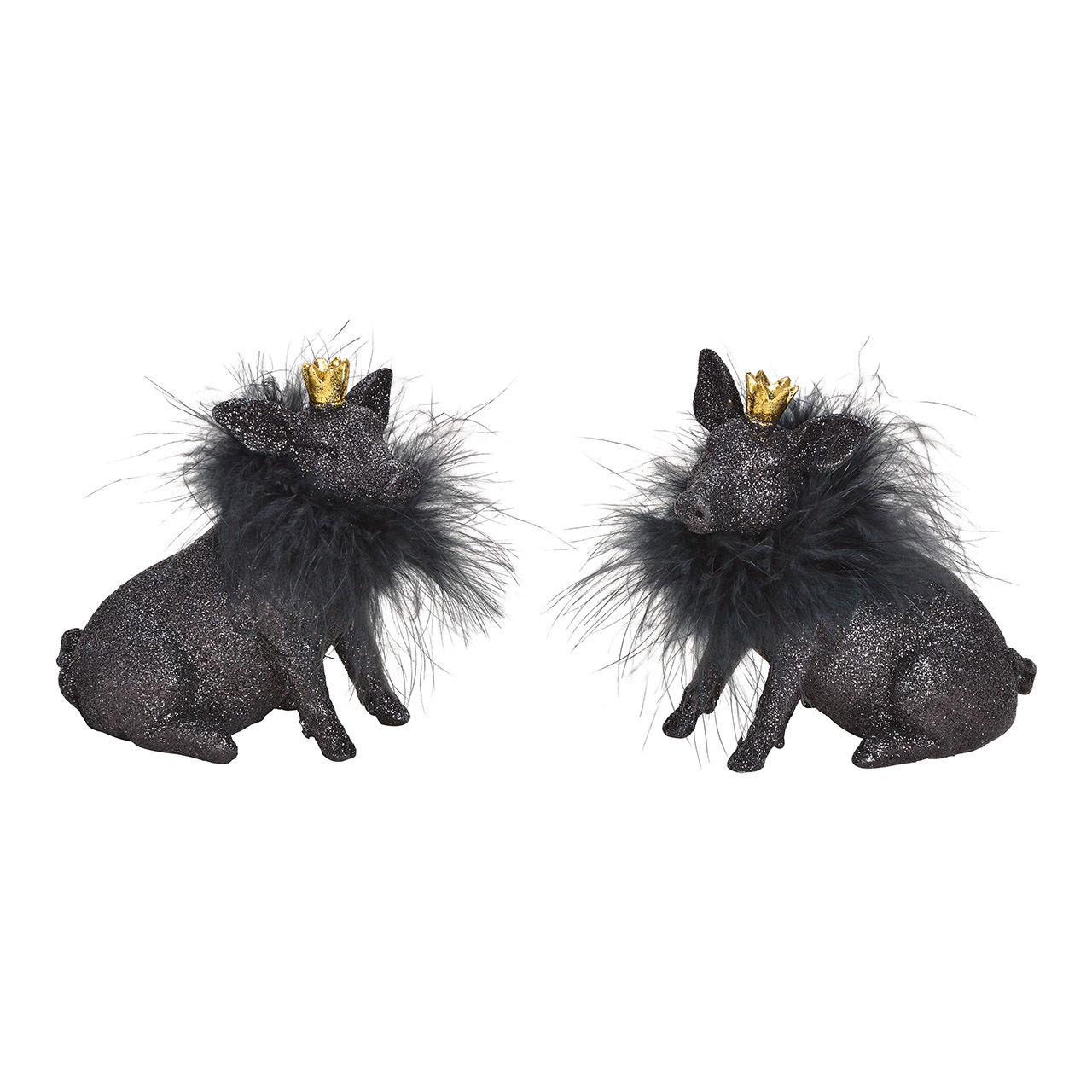 Schwein mit Glitzer aus Poly Schwarz 2-fach, (B/H/T) 6x12x13cm