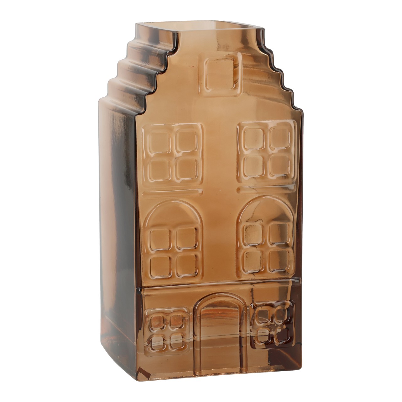 Vase Haus aus Glas Braun (B/H/T) 12x25x12cm