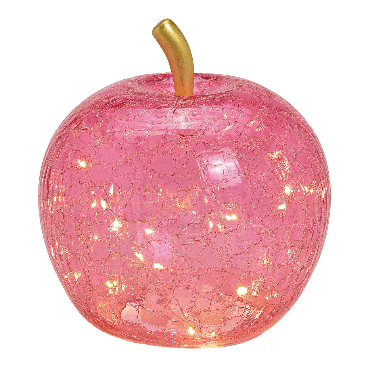 Manzana con 30 LED, con temporizador, de vidrio Rosa/Rosa (A/H/D) 22x24x22cm