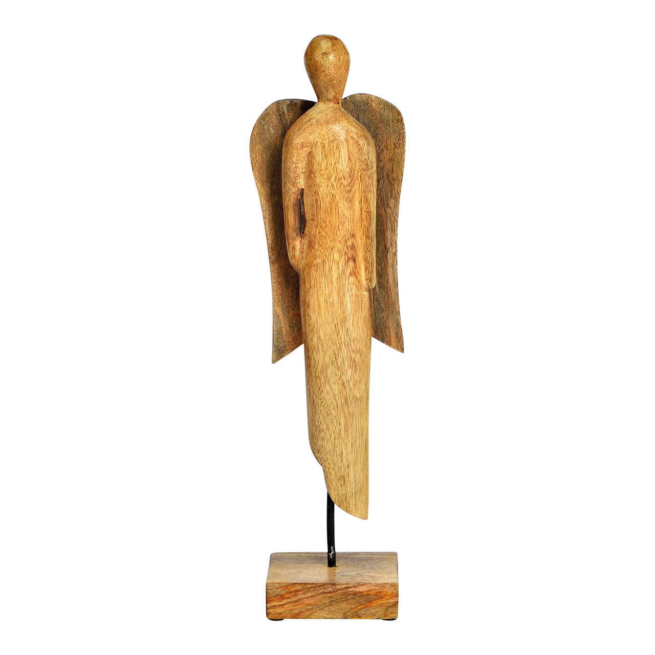 Decorative angel made of mango wood, (W/H/D) 22x27x5 cm