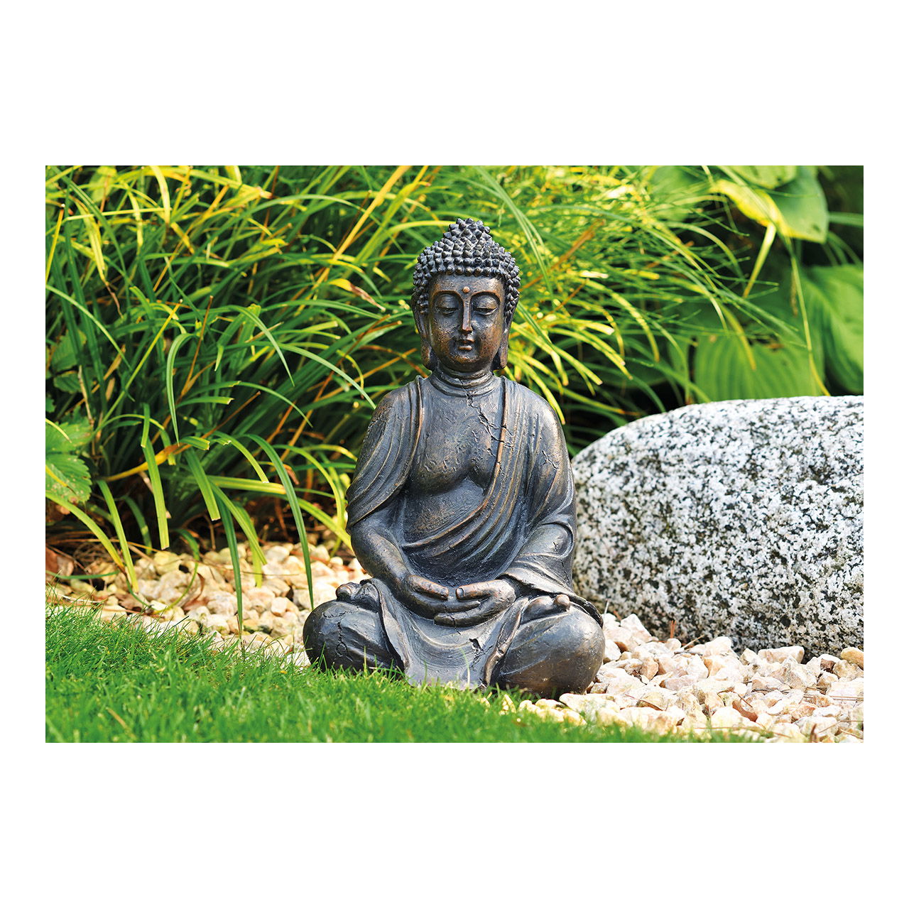 Buddha seduto in marrone in poli, 30 cm